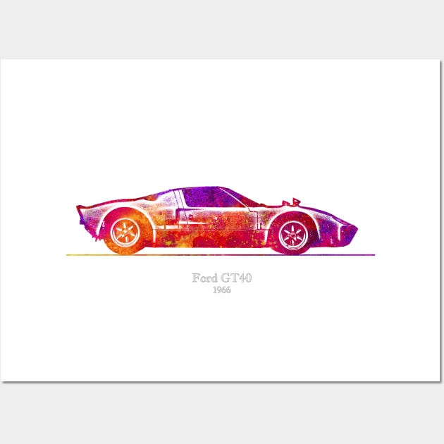 Ford GT40 1966 - Colorful Watercolor Wall Art by SPJE Illustration Photography